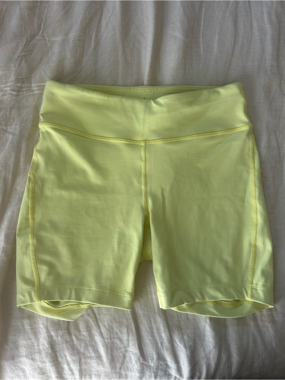Outdoor Voices Techsweat Neon Yellow High-Rise Bike Shorts